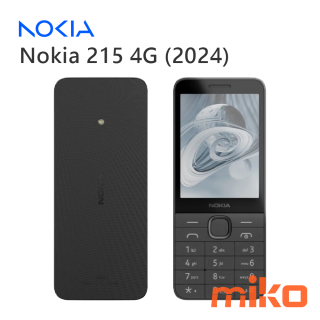 Nokia 215 4G (2024) 機身小巧，重量僅 90g， 採用 2.8 吋 320 x 240 解析度 QVGA 畫質 IPS LCD 螢幕，無攝影鏡頭，配合孤島式實體大按鍵，可帶來反饋感十足的打字體驗 2